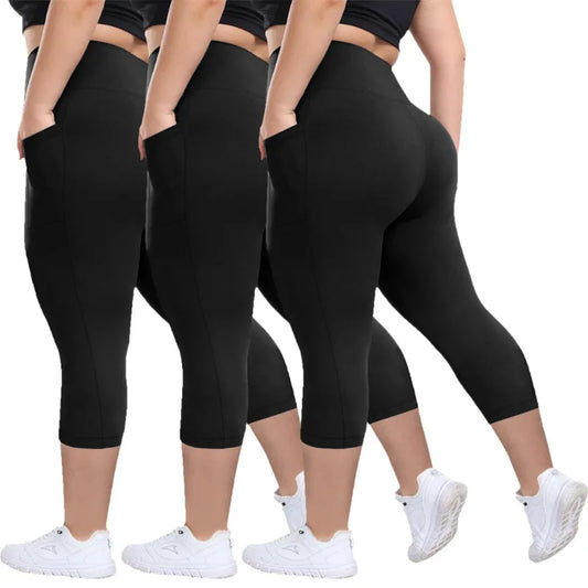 Women's Milk Silk Yoga Pants Plus Size High-Waisted Workout Leggings with Side Pockets, European Fit Gym To Street Activewear