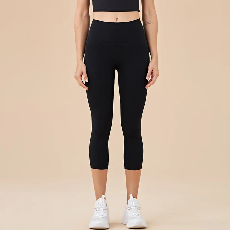 Women's High-Waisted Capri Yoga Leggings with Hidden Pocket