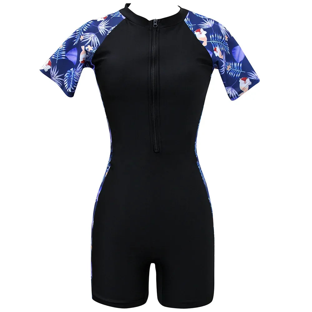 Surfsuit Short Sleeve Swimwear Women Rash Guard One-Piece Swimsuit Woman Beach Wear Surfing Swimming Bathing Suit Monokini