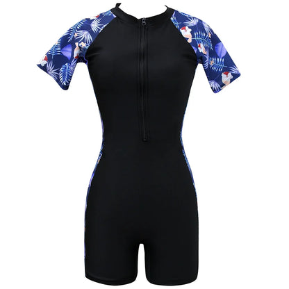 Surfsuit Short Sleeve Swimwear Women Rash Guard One-Piece Swimsuit Woman Beach Wear Surfing Swimming Bathing Suit Monokini