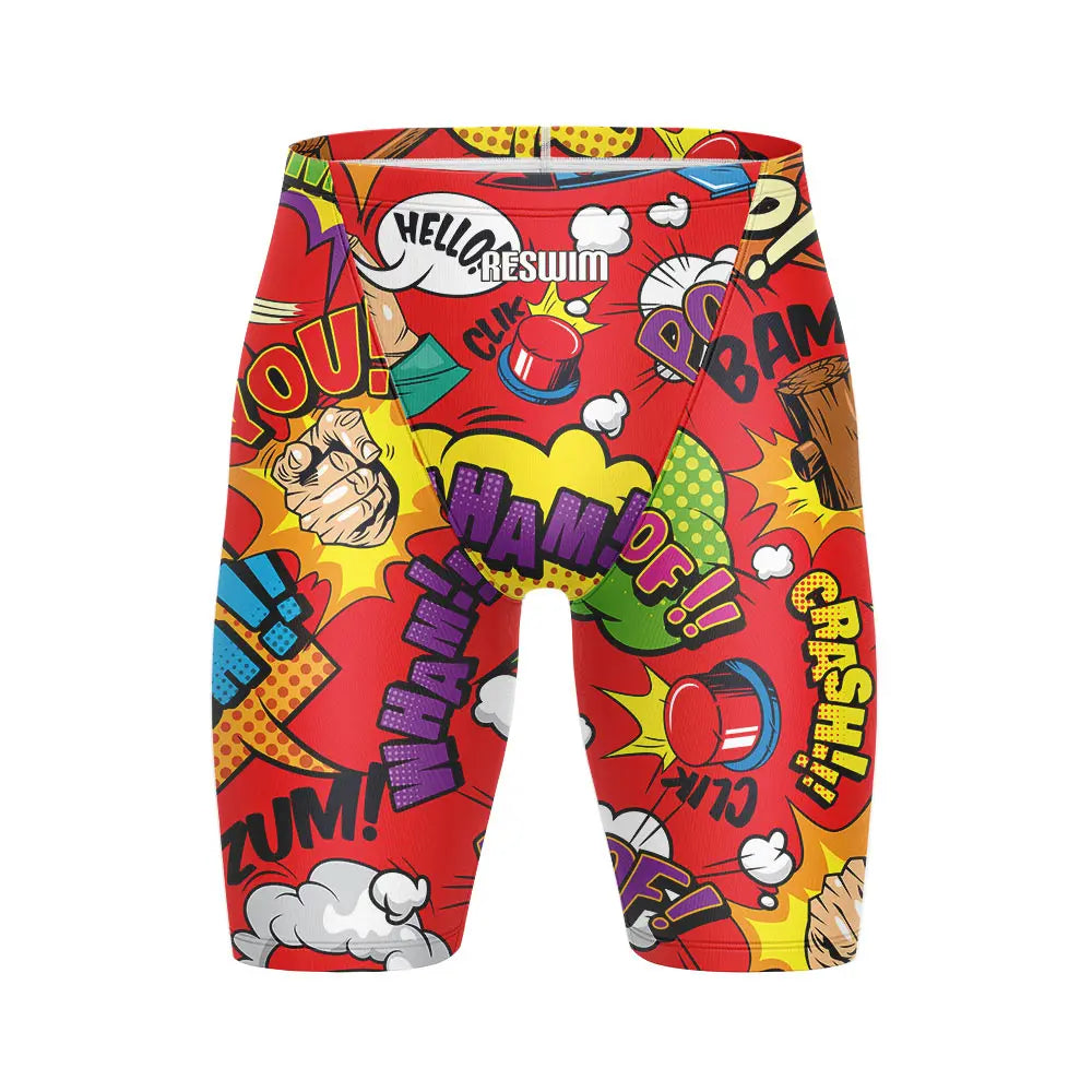 Men's Swim Jammer Athletic Practice Knee-Length Swimsuit Shorts Beach Tights Shorts Swim Pool Pants Swimming Trunks Swimwear