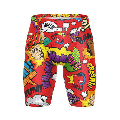 Men's Swim Jammer Athletic Practice Knee-Length Swimsuit Shorts Beach Tights Shorts Swim Pool Pants Swimming Trunks Swimwear