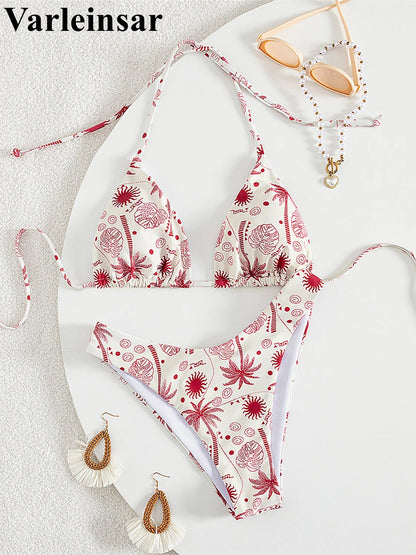 XS - L Printed Halter Brazilian Bikini Women Swimwear Two-pieces Bikini set Female Swimsuit Bather Bathing Suit Swim