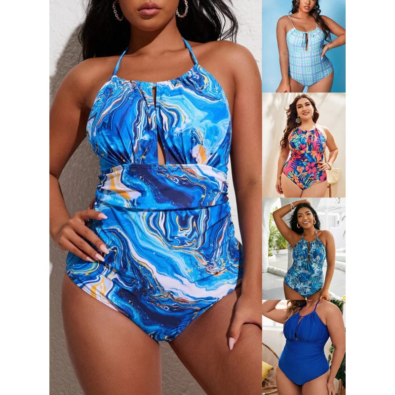Women's One-Piece Color Printing Swimsuit Plus Size Fashion Swimsuit