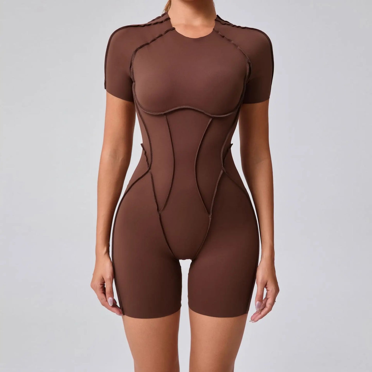 Women's One-piece chest pad Yoga Jumpsuit leggings Short sleeve Backless Slim Fit Sports Outfit High elasticity soft comfort