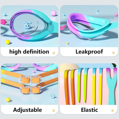 Kids Swimming Goggles Anti-fog Waterproof HD View Children Swim Goggles for Boys and Girls Electroplate and Clear Lens to Choose
