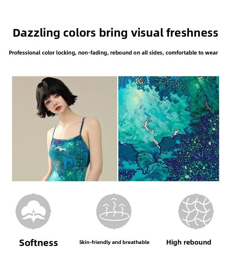 one-piece swimsuit women professional sports racing swimming pool hot spring quick-drying anti-chlorine swimsuit