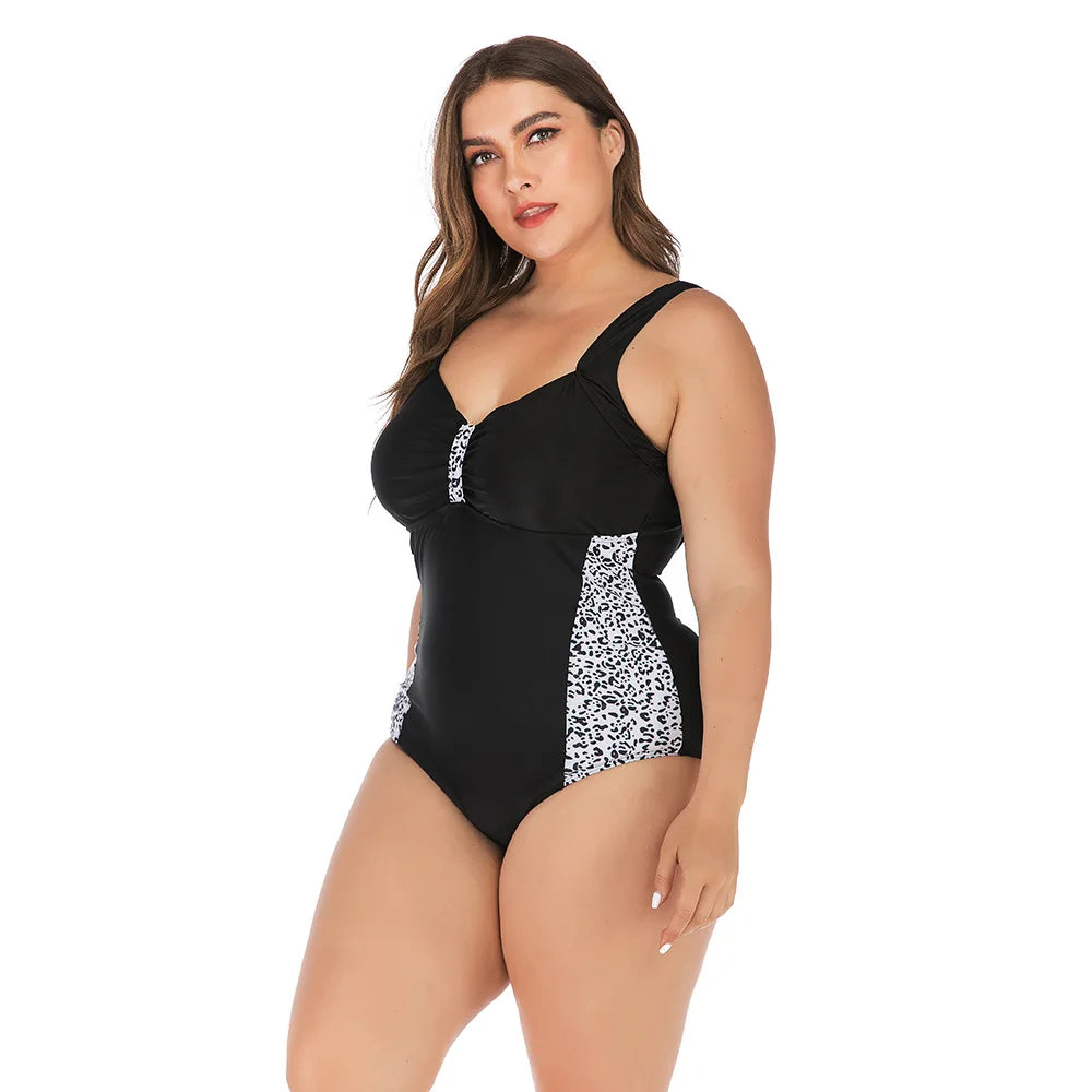 Leopard Spot One Piece Swimsuit Women Plus Size Swimwear Summer Beach Wear Bathing Suit Thong Monokini 5XL