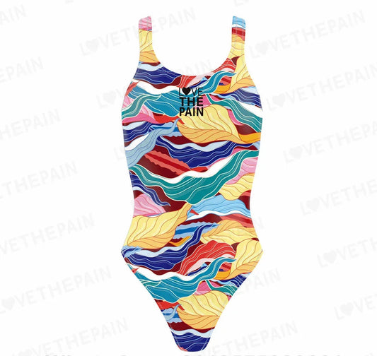 Love The Pain Women Swimsuit One Piece Backless Swimwear Slimming Beach Wear Summer Vintage Bathing Suits