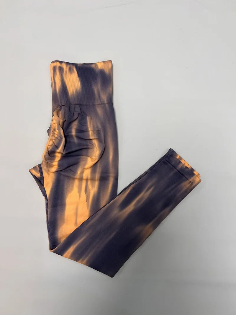 Aiithuug Ombre Dyeing Yoga Legging Women Scrunch Butt Lifting Leggings Seamless High Waisted Workout Yoga Pants Gym Booty Tights