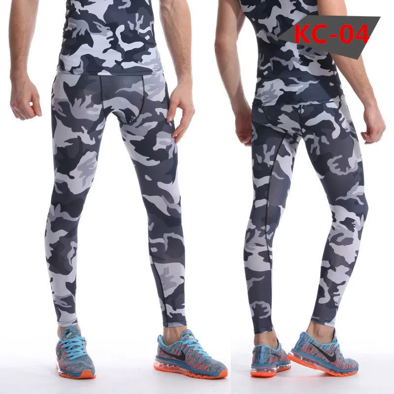 Men Camouflage Tights Man Fitness Compression Pants Quick-drying Rashguard Elastic Leggings for Gym Training