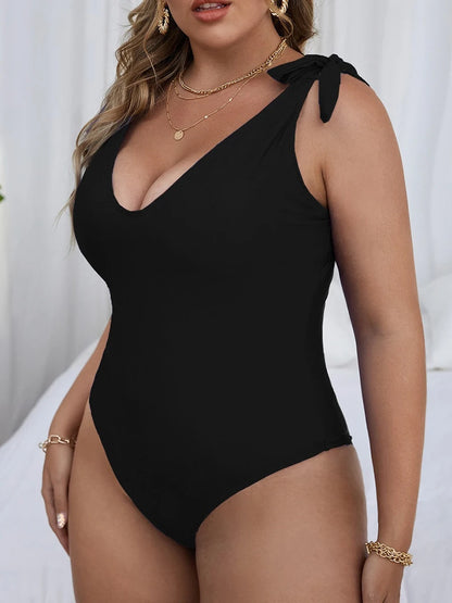 Plus Size Swimsuit Women One Piece Solid Swimwear Female Bathers Bathing Swimming Swim Suit Beachwear