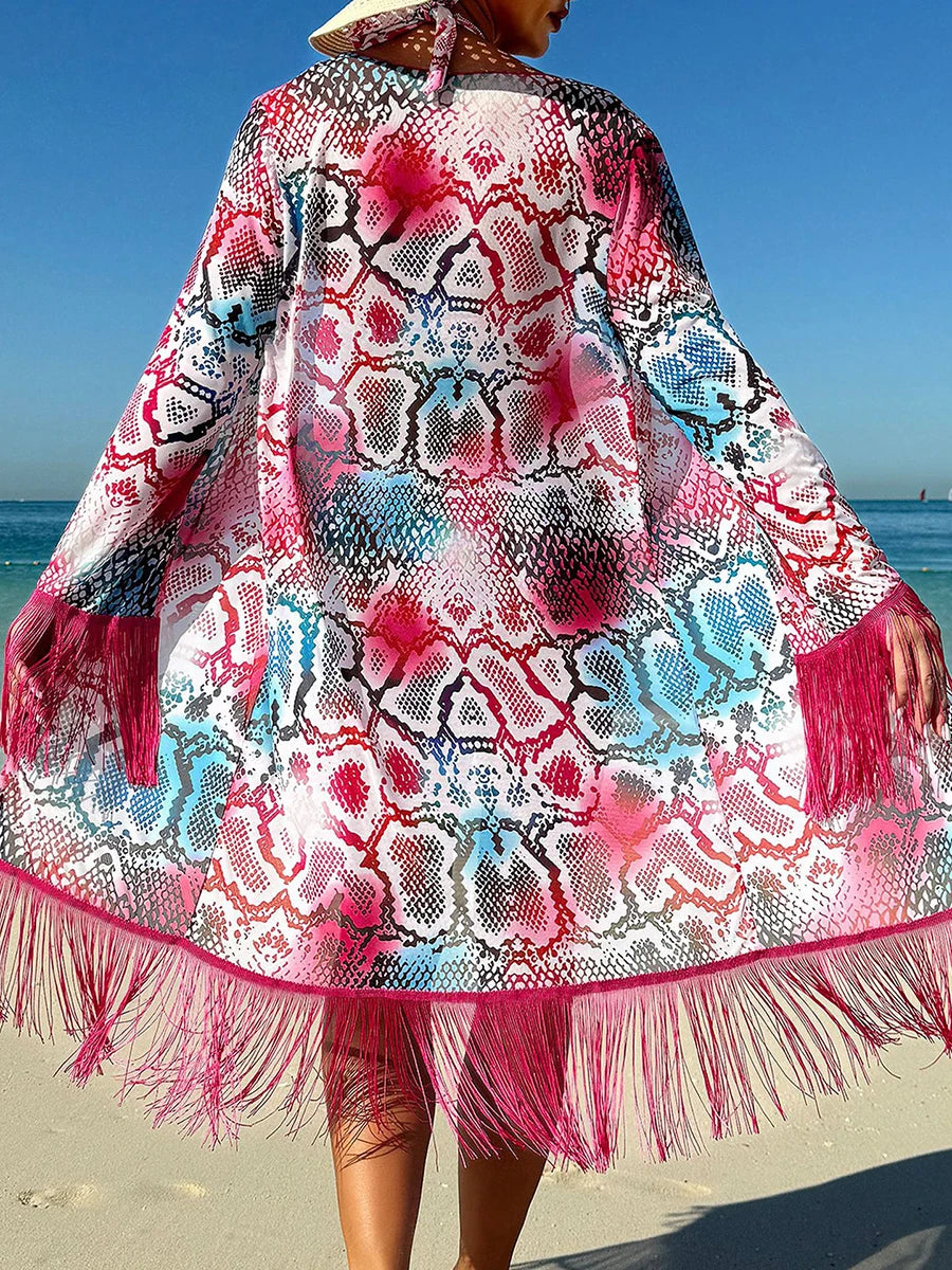 Halter Printed Monikini Women Swimsuit One Piece With Kimono Swimwear Female Bathers Bathing Swimming Suit Beachwear