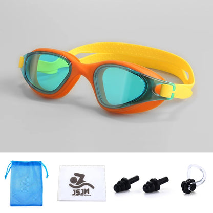 JSJM Swimming Goggles HD Anti-Fog Professional Swimming Glasses Silicone Anti-UV Adjustable Swimming Goggles Adults Unisex