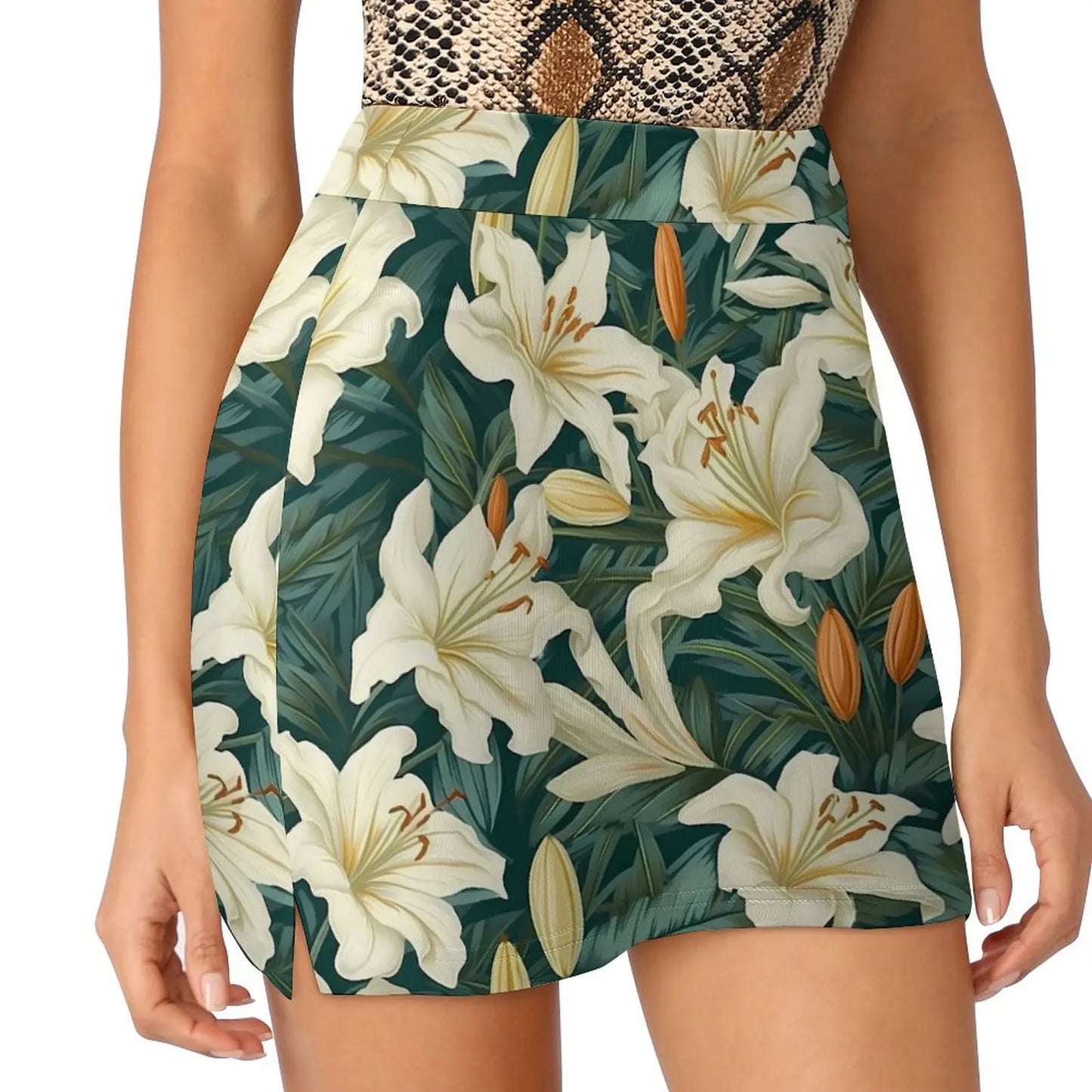 Lily Floral Tulips Skirt Summer Colorful Flowers Fashion Casual A-line Skirts Elegant Mini Skirt Woman Design Oversized Clothing