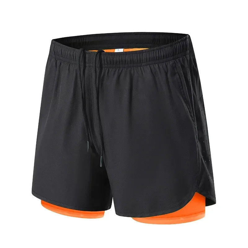 Summer 2 in 1 Jogging Clothing Gym Marathon Running Fitness Beach Shorts Men Sportswear Double-deck Training Sport Shorts Pant