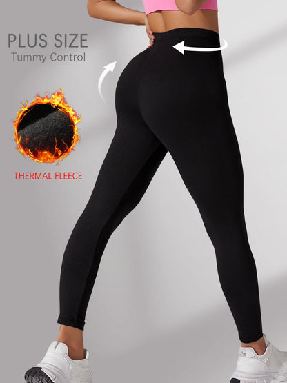 Plus Size Super Soft Fleece Lined Leggings Women, Workout Yoga Running Thermal Warm Pants For cold winter Running