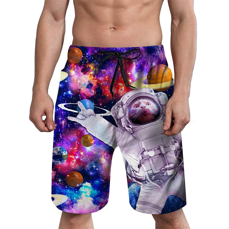 3D Print Quick Dry Swim Trunks For Men Summer Casual Surf Elastic Waist Beach Shorts Men's Drawstring Boardshorts Streetwear