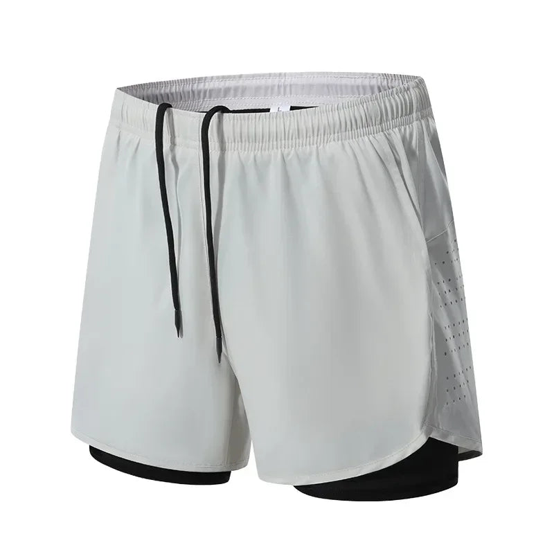 Summer 2 in 1 Jogging Clothing Gym Marathon Running Fitness Beach Shorts Men Sportswear Double-deck Training Sport Shorts Pant