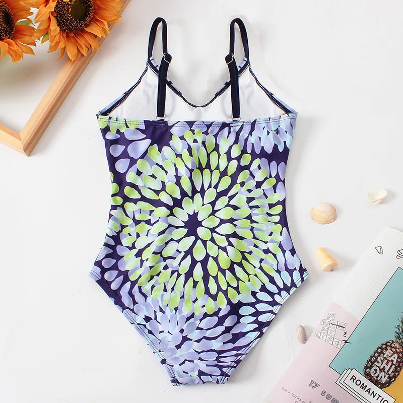 Print Girls One Piece Swimsuit 7-12 Year Kids Swim Suit Cute Children's Swimwear Beachwear Teenage Bathing Suits Summer