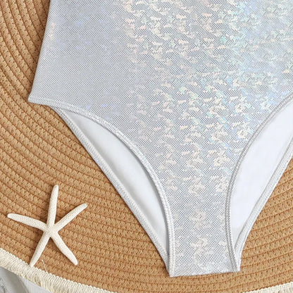 Mermaid Scales Print Bodysuit One Piece Swimsuit Women Swimwear Racing Sports Bathing Suit Woman Monokini Beach Wear