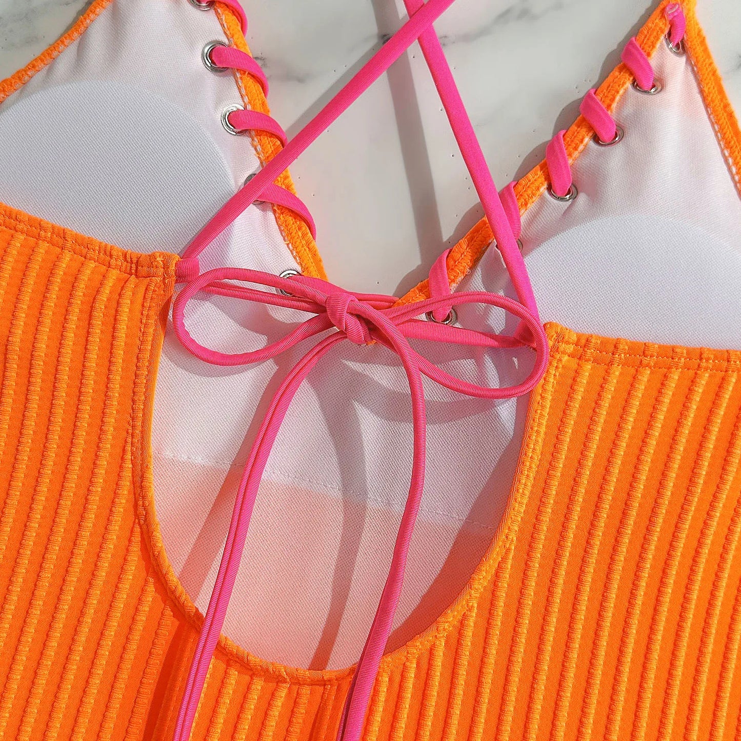 Black White Stitch Design One Piece Swimsuits Closed Women's Swimwear Push Up For Swimming Wear Body Bathing Suits Beachwear Pool Bather