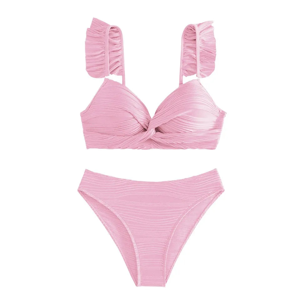 Women High Waist Bikinis Swimwear Swimsuit Female Retro Beach wear Bikini Set Swimsuits Pink Style Princess
