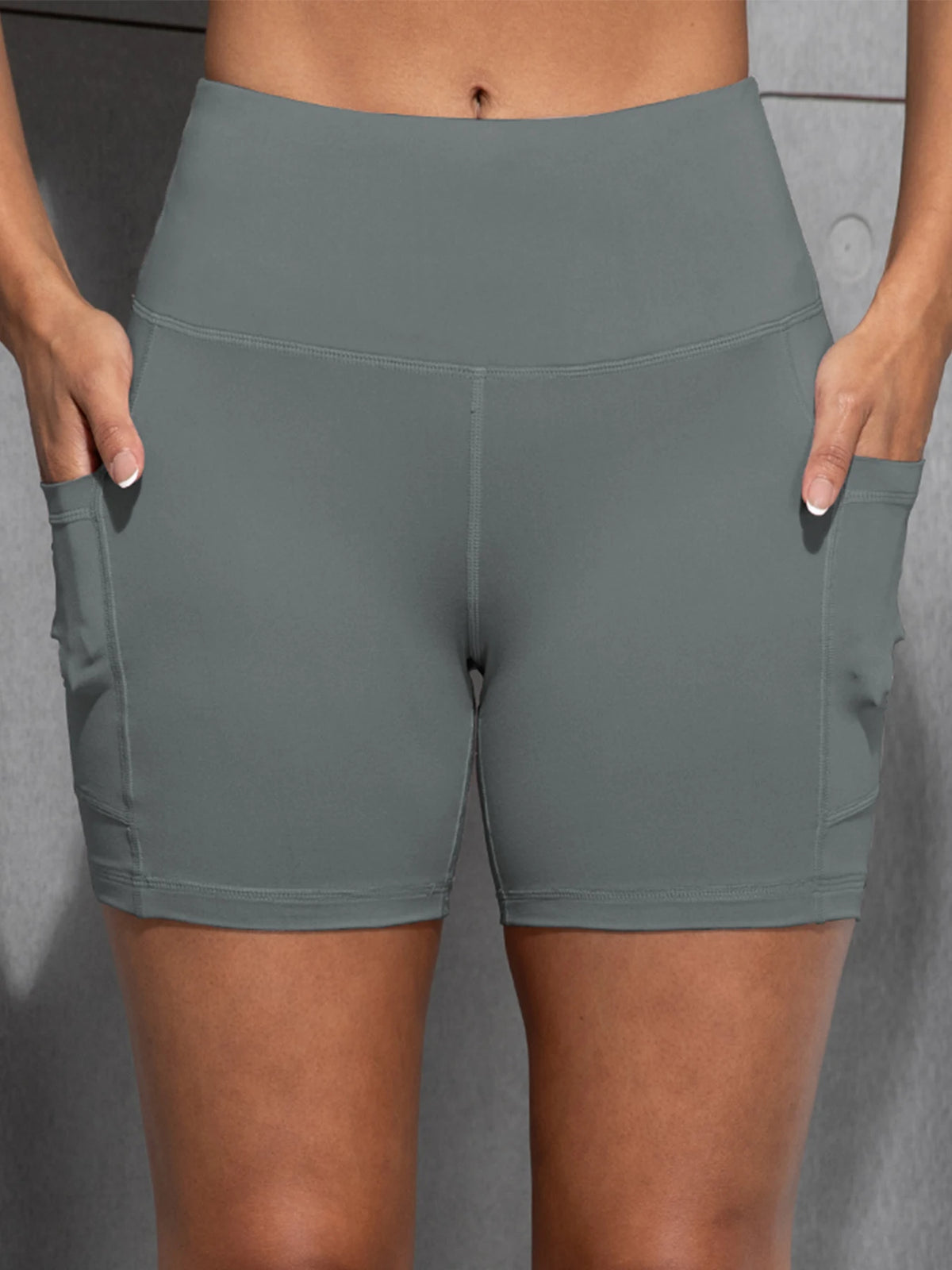 Yoga Shorts with Pockets High Waist Butt Lifting Cycling Tight Elastic Slim Running Fitness Women Shorts Sportswear