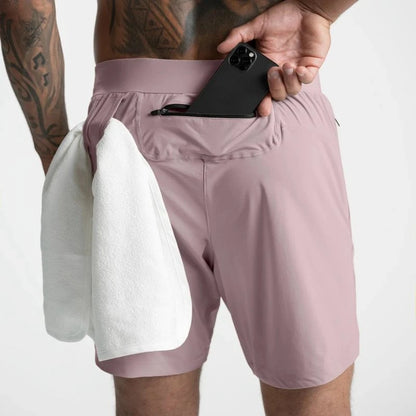 Men Quick Dry Exercise Tranning Shorts Running Fitness Basketball Sports Gym Crossfit Sweatpants with Zipper Back Phone Pouch