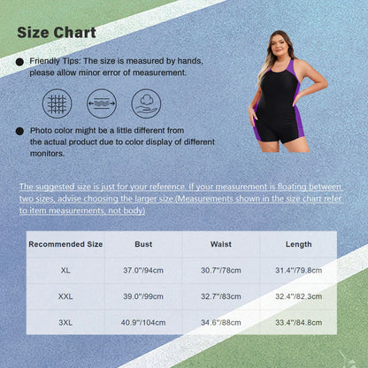 Women Swimsuit Plus Size One-piece Swimwear Swimming Jumpsuit U Neck Big Size Short Jumpsuit Bodysuit Pool Swimming Bathing Suit