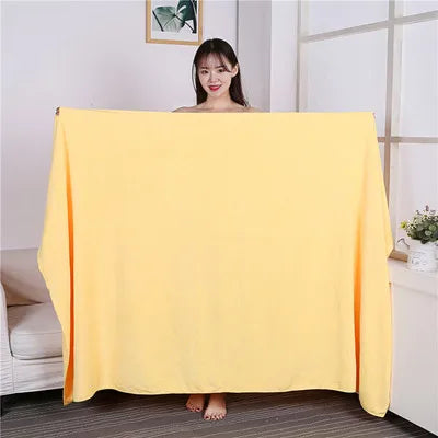 Larger thicker increase microfiber bath towel, absorbent ,quick-drying, super soft hotel bath towel to wear bath towel