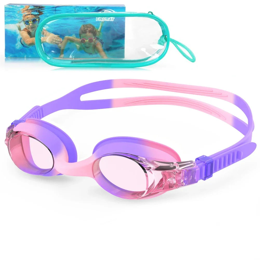 Findway Child Swimming Glasses Upgrade Waterproof Anti Fog UV  Professional Diving Swimming Glasses Eyewear Kids for Age 3-10