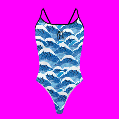 Love The Pain Summer Ladies One Piece Flower Waves Swimsuit