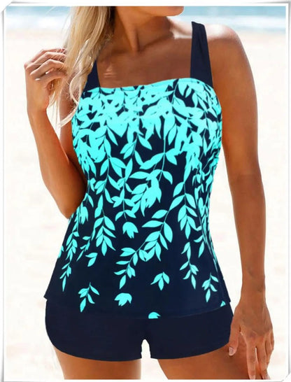 Printed Tankini Two Piece Thick Strap Swimsuit Women Push Up Swimwear Female High Waist Bathing Swimming Suit Beachwear Summer