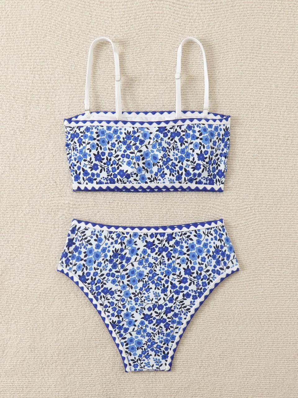 Strappy Bandeau Bikini Women Printed Swimwear Female Triangle Swimsuit Bathers Bathing Swimming Suit Padded Beachwear