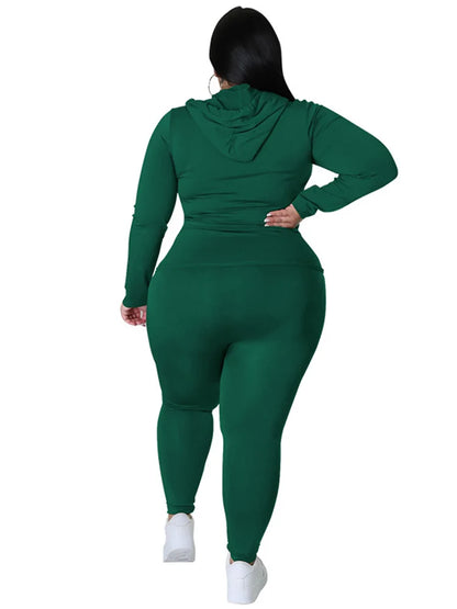 Wmstar Plus Size Two Piece Outfits Women Hoodies Sweatsuit Leggings Pants Sets Solid Stretch Matching