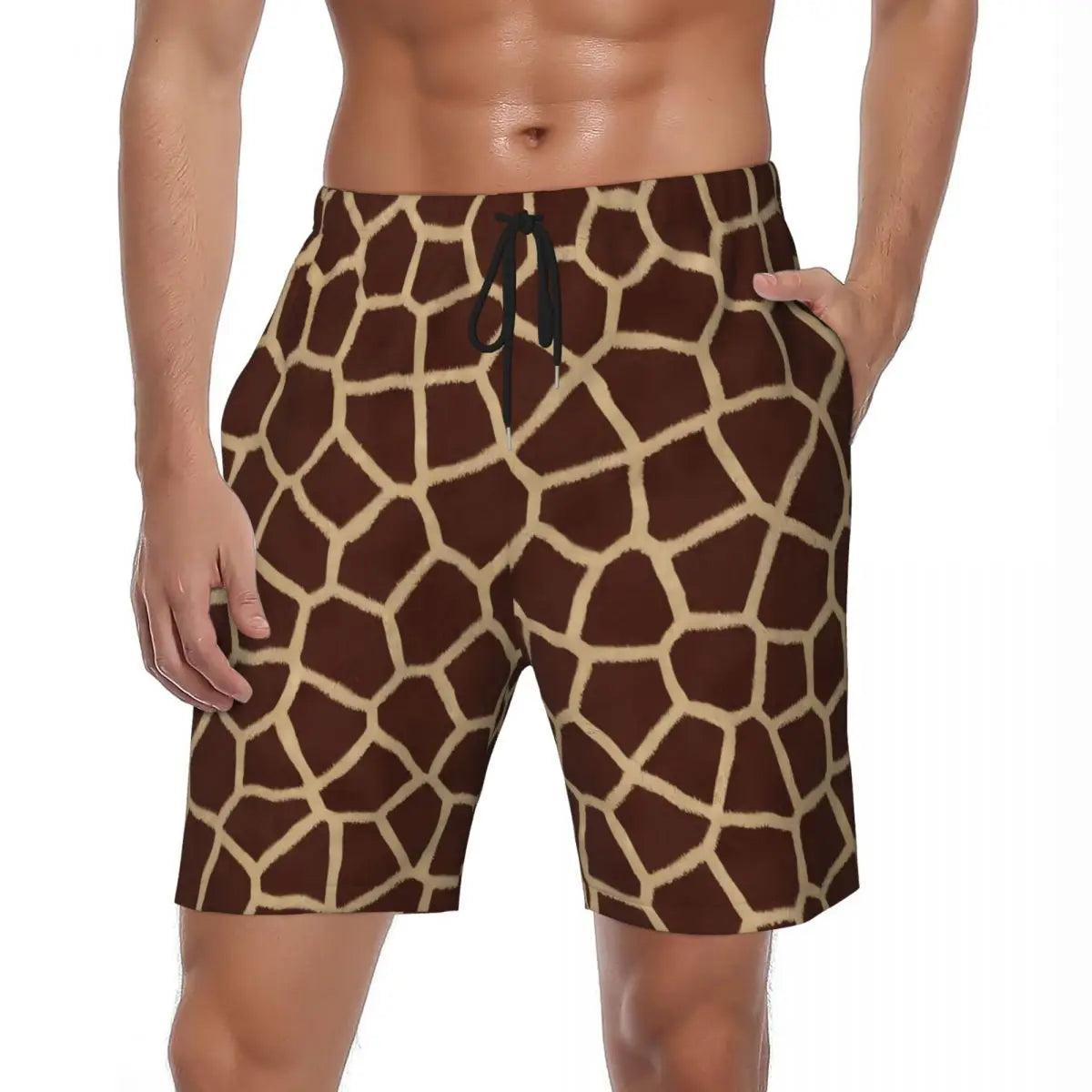Rainbow Giraffe Board Shorts Summer Animal Print Board Short Pants Men Printed Running Surf Breathable Swim Trunks