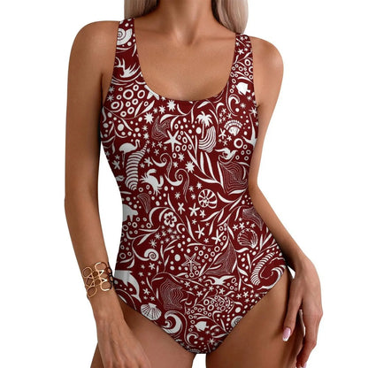 Rainbow Sea Fish Swimsuit Cute Animal Print One-Piece Swimwear Push Up Bodysuit Kawaii Holiday Rave Bathing Suit