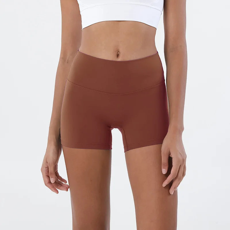 SOISOU Nylon Shorts Gym Yoga Sports Women's Cycling Shorts High Waist Elastic Tight Breathable No Awkward Lines Woman Clothing