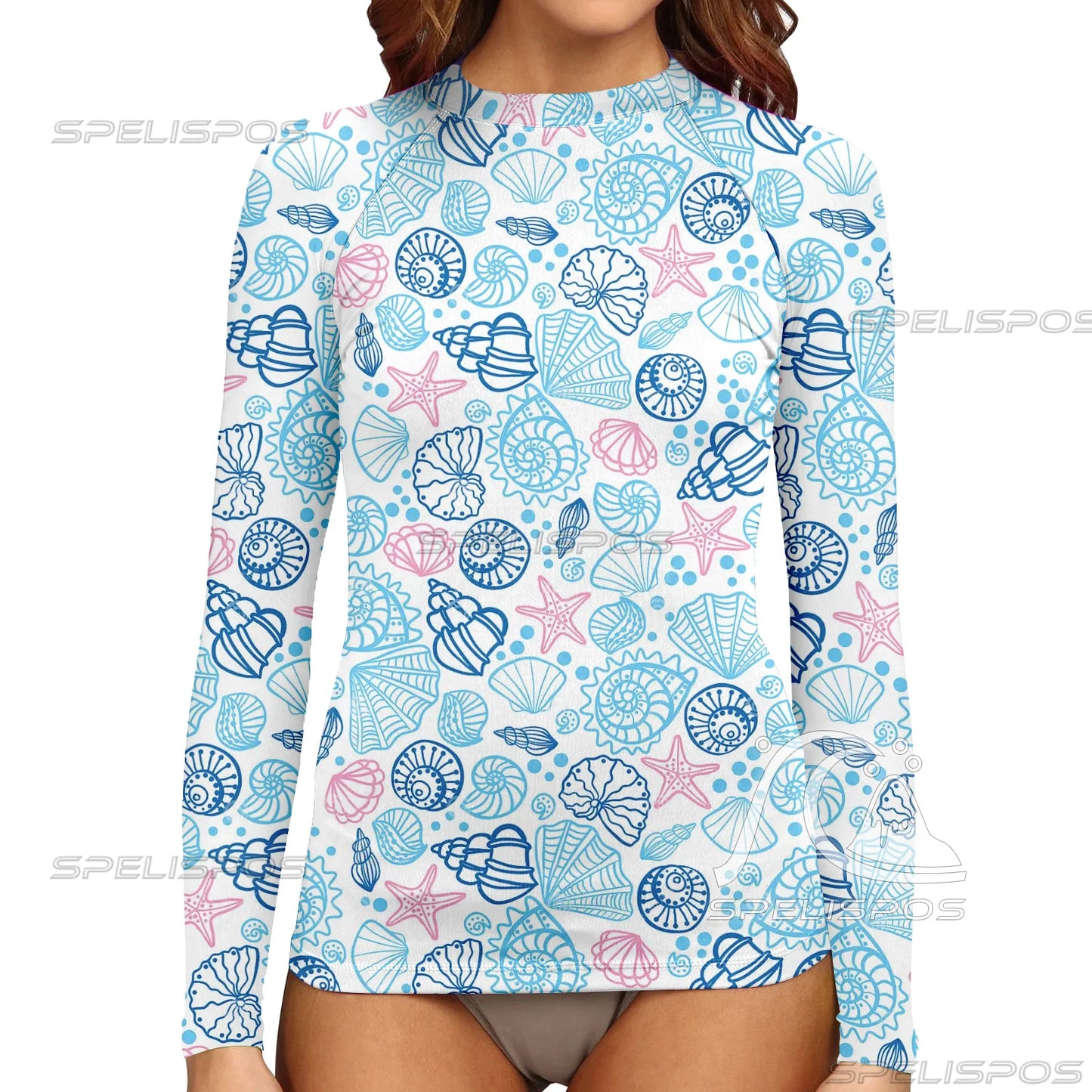 SPELISPOS Women's Long Sleeve Surfing Suit UV Protection UPF 50+ Water Sports Surf Tight Swimwear Beach High-Elastic Diving Wear