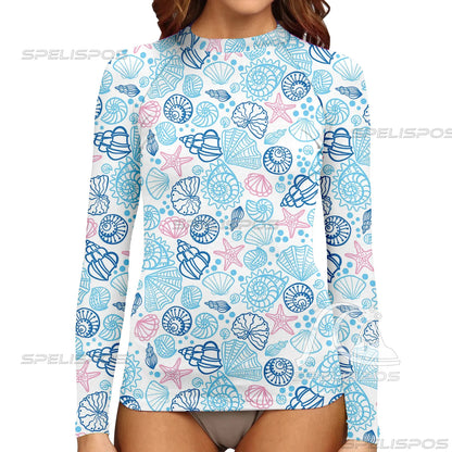 SPELISPOS Women's Long Sleeve Surfing Suit UV Protection UPF 50+ Water Sports Surf Tight Swimwear Beach High-Elastic Diving Wear