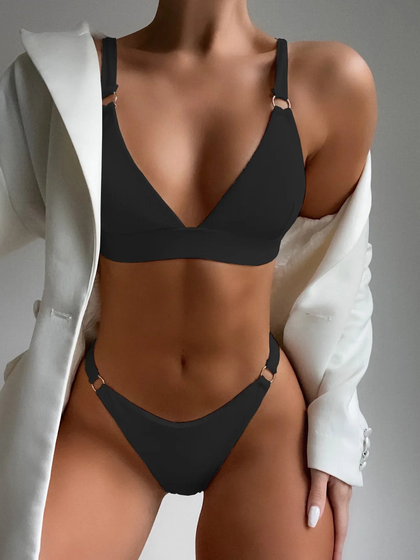 Summer Female Swimsuit Halter Brazilian Bikini Women Swimwear Push Up Bikini Set Ring Bathing Suit