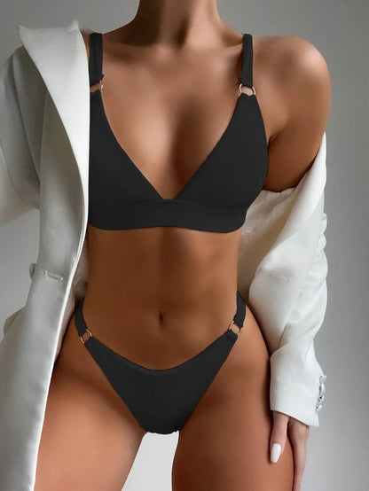 Summer Female Swimsuit Halter Brazilian Bikini Women Swimwear Push Up Bikini Set Ring Bathing Suit