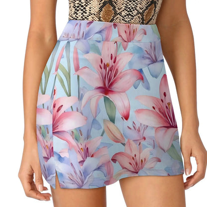 Lily Floral Tulips Skirt Summer Colorful Flowers Fashion Casual A-line Skirts Elegant Mini Skirt Woman Design Oversized Clothing