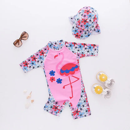 Cute Baby Boys Swimsuit with Cartoon Shark Penguin Print Toddler Bathing Suit Kids Swimwear One Piece Swimming Suit for Children