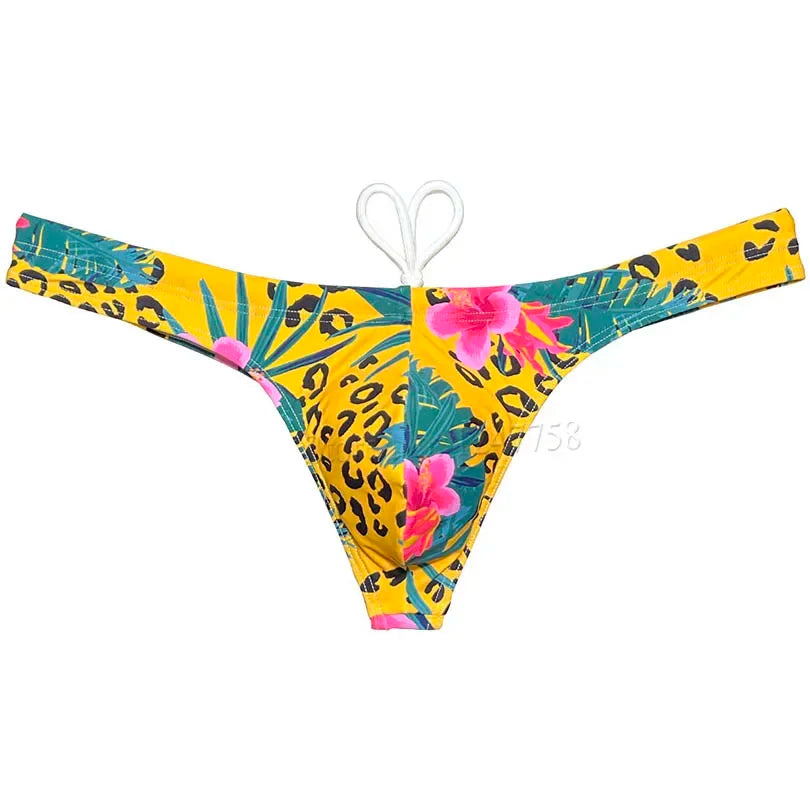 Men's Bikini Swimwear Ice Silk Lining Micro Tangas Swim Thong Swimsuit Beachwear Surfing Trunks