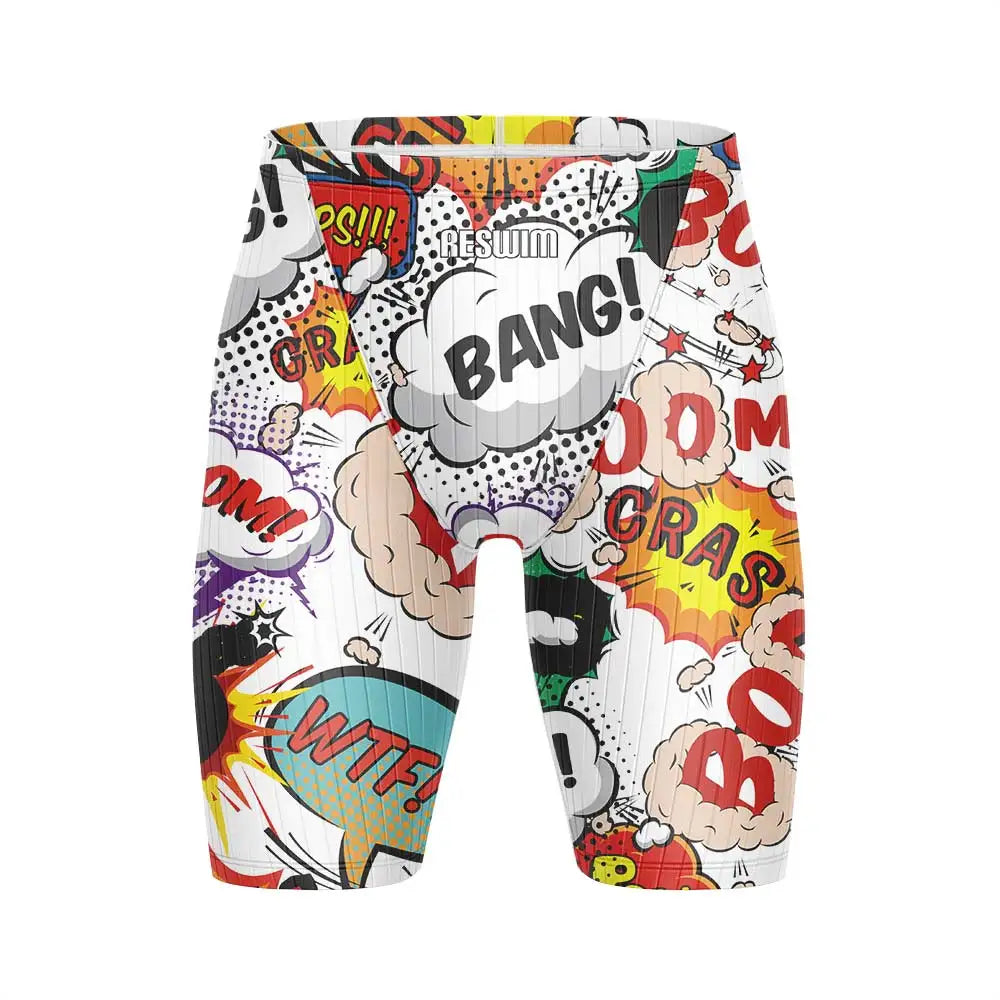 Men's Swim Jammer Swimsuit Swimming Trunks Beach Tights Shorts Athletic Training Swimwear Pool Suit Running Surfing Pants