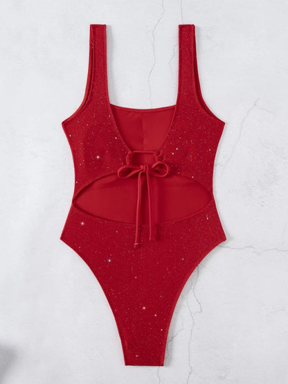 Female Solid Strapped Swimwear Women Push Up One Piece Swimsuit Monokini Lady Backless Hollow Bathing Suit