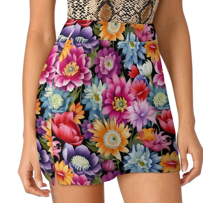 Lily Floral Tulips Skirt Summer Colorful Flowers Fashion Casual A-line Skirts Elegant Mini Skirt Woman Design Oversized Clothing