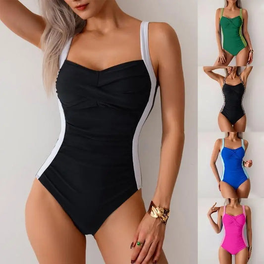Womens Push Up Swimwear Ladies 1 Pc Bathing Suit Ruched Swimsuit Female Swimming Suit for Beachwear